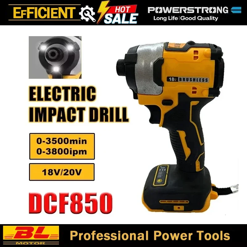 DCD850 Brushless Cordless Electric Drill 20V Rechargeable Impact Screwdriver Multi-Function Hand Tool Fit DEWALT
