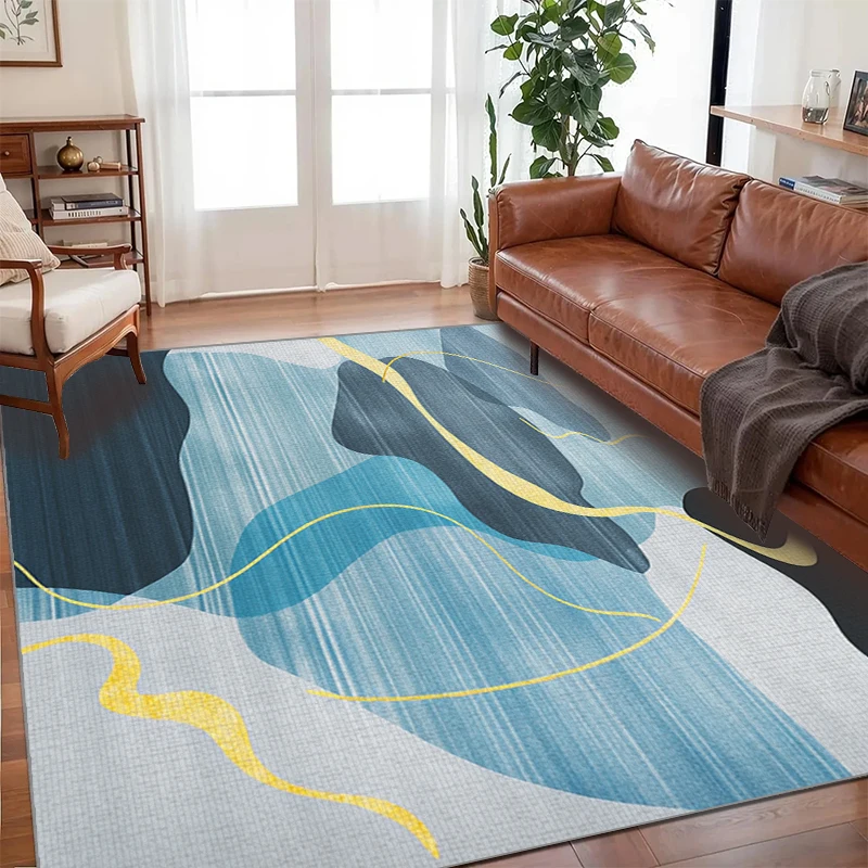 VIKAMA Moderner, luxuriöser Teppich mit abstraktem geometrischem Muster für Schlafzimmer, Wohnzimmer, Sofa, Couchtisch, Teppich, Heim-Bodendekoration