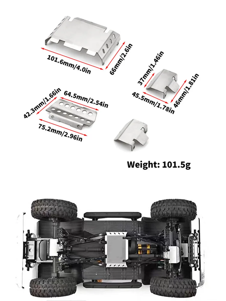FMS FCX10 1/10 K5 is suitable for Toyota Land Cruiser LC80 model armor plate 304 metal chassis armor without damage