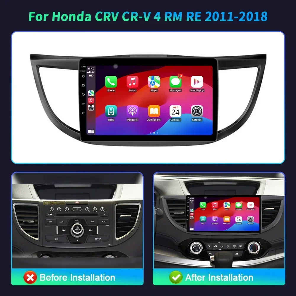 Voor Honda CRV CR-V 4 RM RE 2011-2018 Autoradio Multimedia Speler Navigatie 4G GPS Android 14 BT Draadloze CarPlay Scherm Stereo