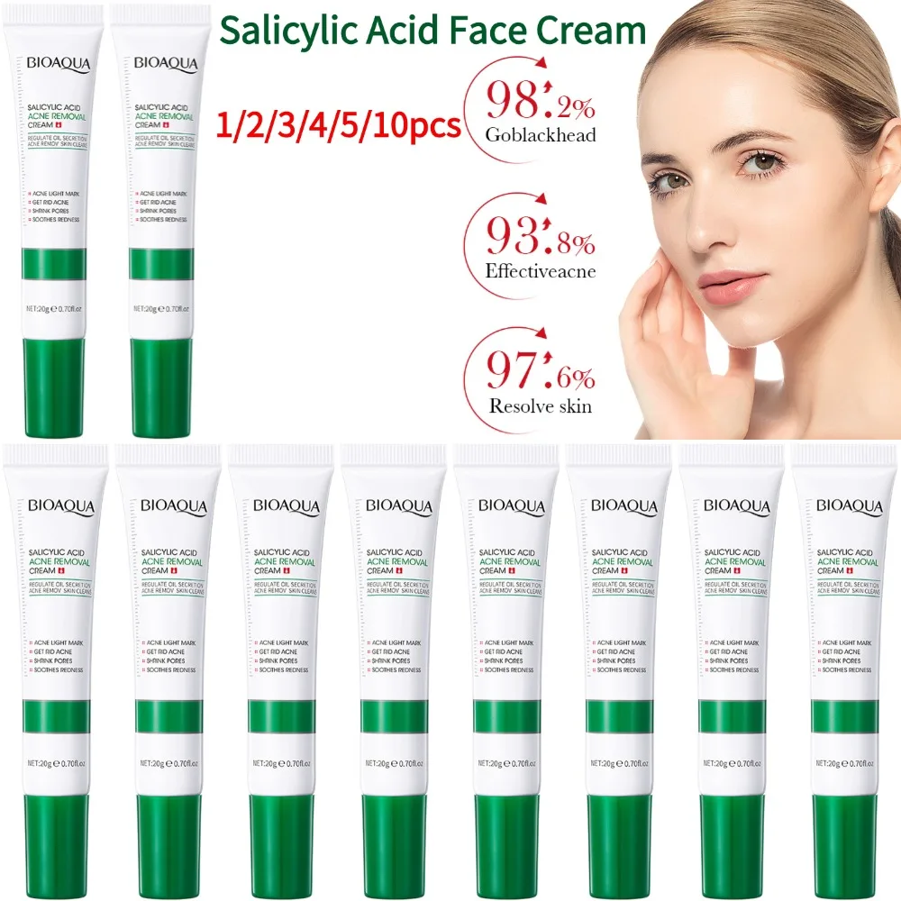 BIOAOUA Salicylic Acid Acne Cream Shrink Pore Cream Elimination Large Pores Remove Blackehead Repairing Skin Care Facial Cream
