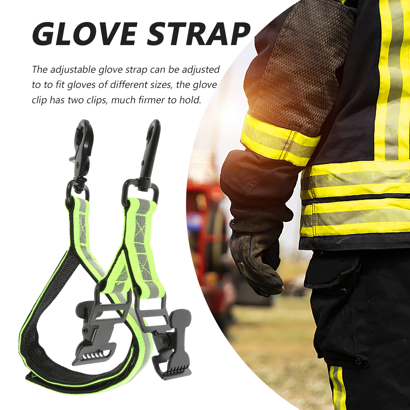 

2Pcs Firefighter Glove Straps Adjustable Reflective Safety Clips Fire Glove Holder for Firefighters and Workers