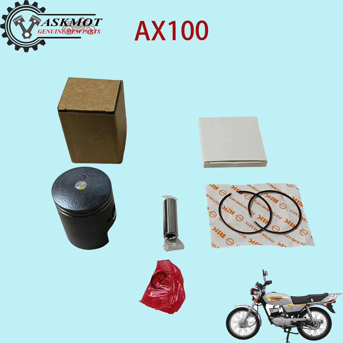 Kit de pistón de motocicleta de 54mm con pasador y anillos de 12mm para motor AX100, juego completo de piezas de modificación y reparación