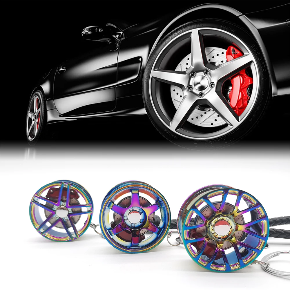 

Wheel Rim Hub Tuning Mini Keychain Key Chain Keyring Neo Chrome Key Ring Pendent JDM Zinc Alloy Car Truck TE37 CVT MB Design