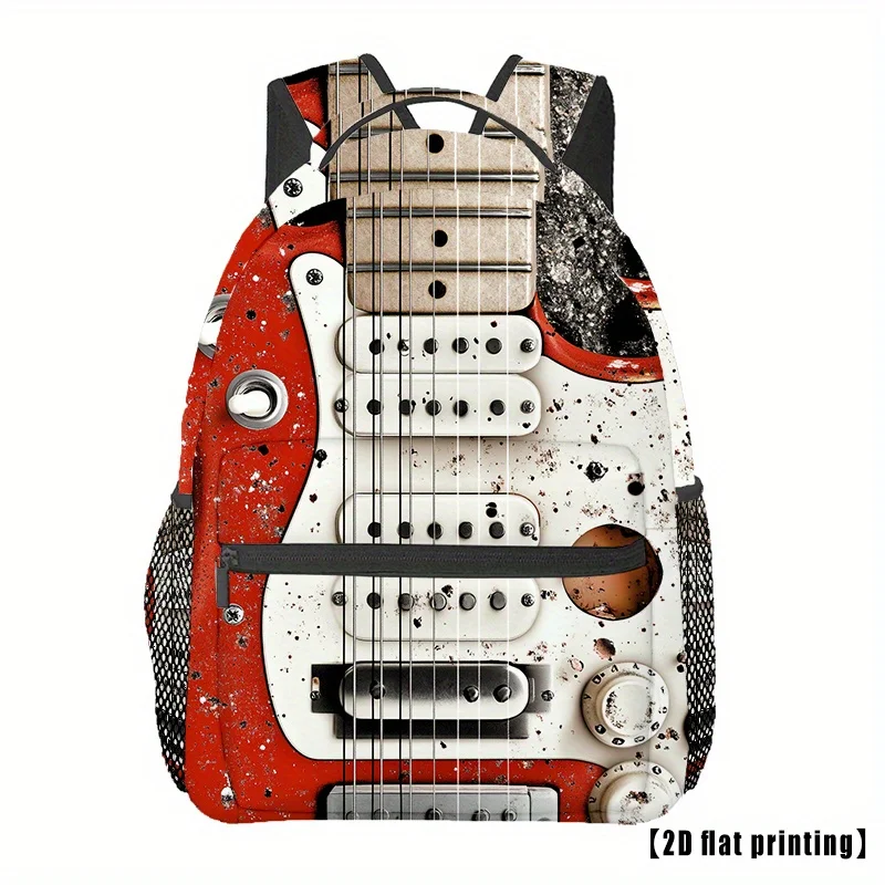 

Abstract Guitar Travel Hiking Backpack Lightweight Polyester Lining Adjustable Shoulder Strap Casual Daily Backpack
