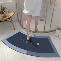 Bathroom Floor Mat, Diatomaceous Mud Soft Mat, Bathroom Water Absorption and Quick Drying Fan-shaped Anti Slip Mat