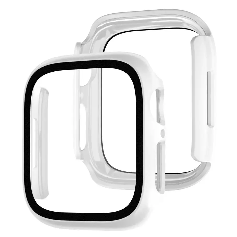 زجاج + غطاء لساعة أبل 44 مللي متر 40 مللي متر 42-38-41 مللي متر 45 مللي متر واقي للشاشة ممتص للصدمات سلسلة ساعات أبل 9 8 7 6 5 4 3 se Accessori