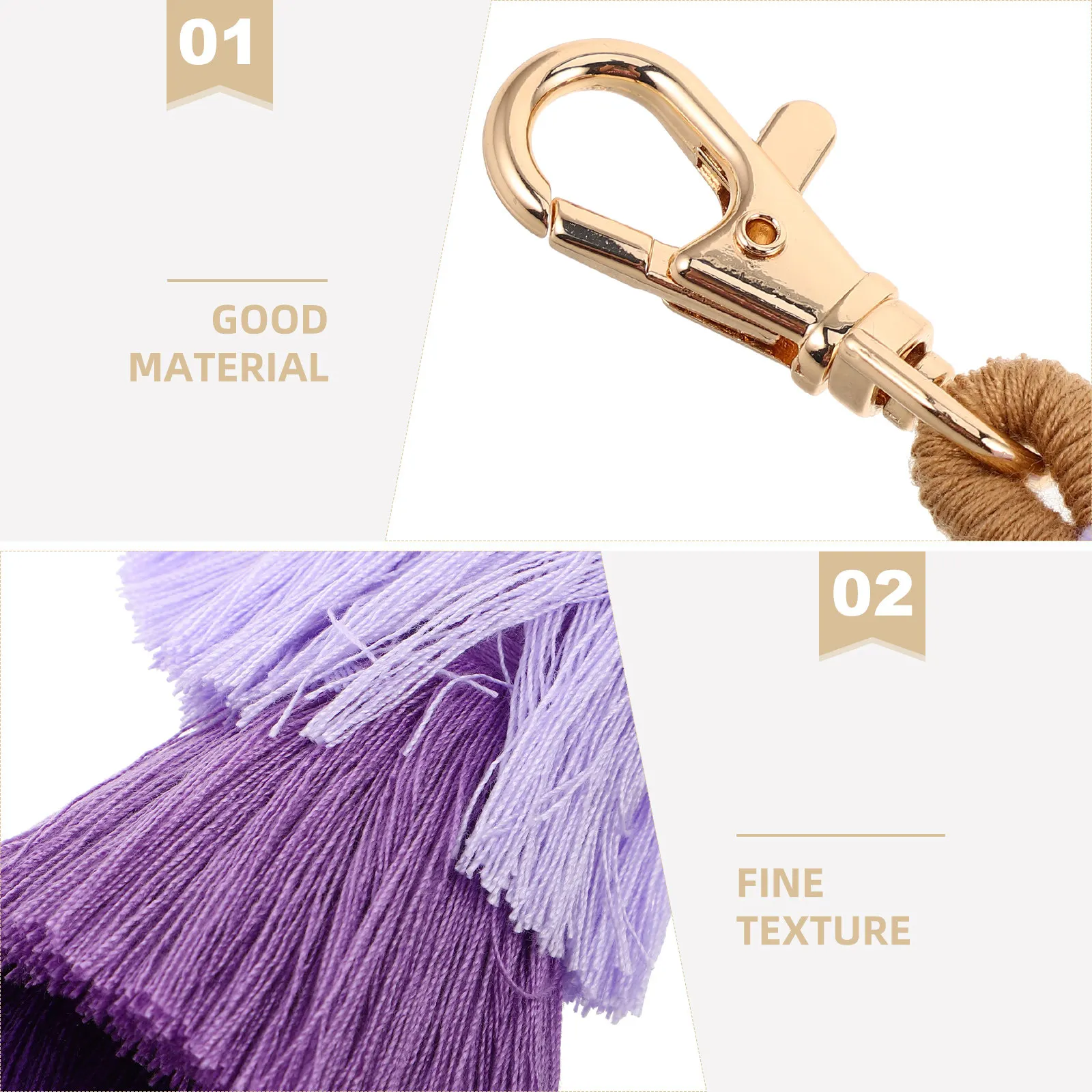 3Pcs Handmade Boho Bohemian Tassel Keychain Cotton Layered Pendant Bag Charm for Backpacks Purse Decoration Accessories - view 2