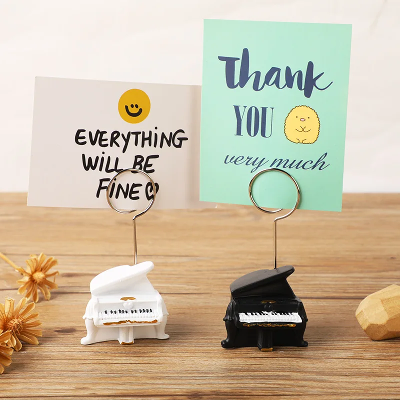 Modern European American Desktop Note Holder,DIY Resin Message Card Clip,Piano Wedding Party Business Card Display Holder