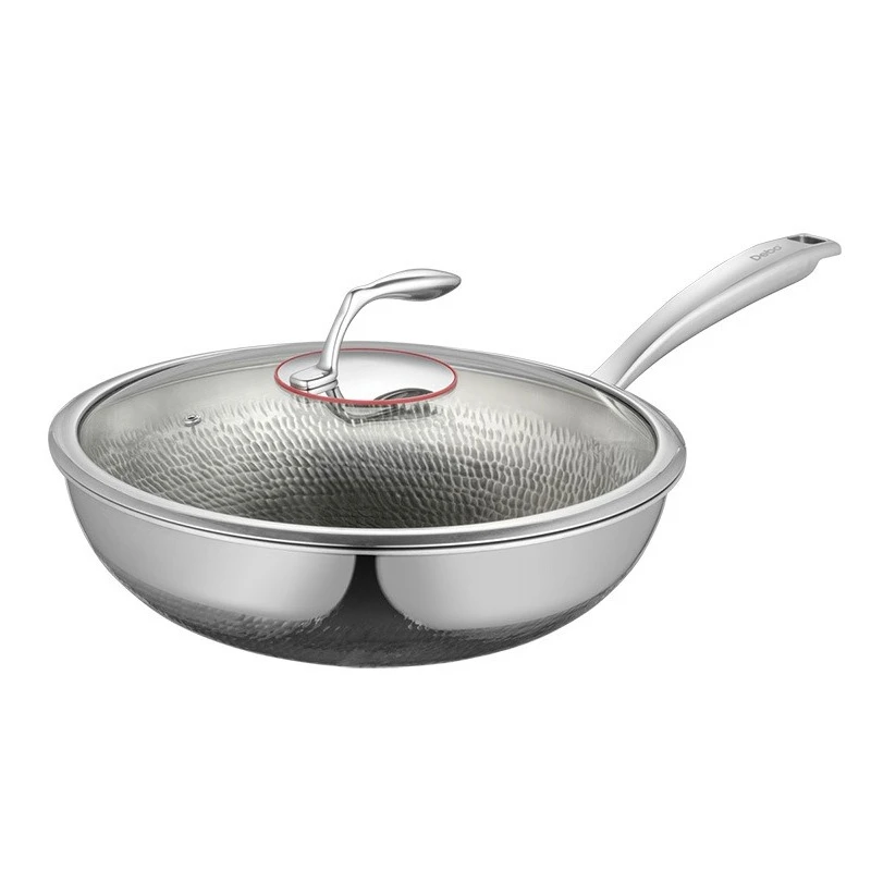 

Titanium uncoated anti-stick pan Universal for household stainless steel 32cm wok