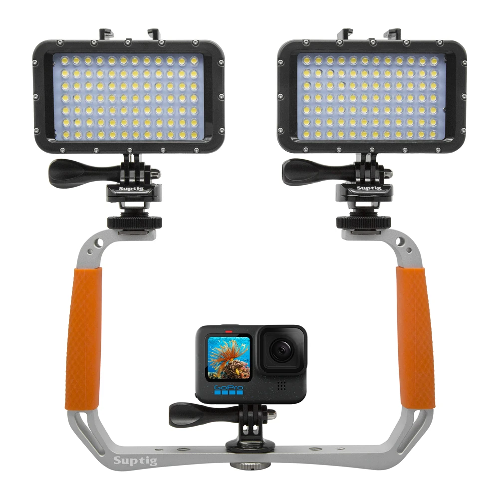 جهاز الغوص تحت الماء مثبت على الحذاء البارد ، مصباح فيديو ليد مقاوم للماء ، 164 قدمًا ، 50 مترًا ، GoPro Hero ، 12 ، 11 ، DJI Insta