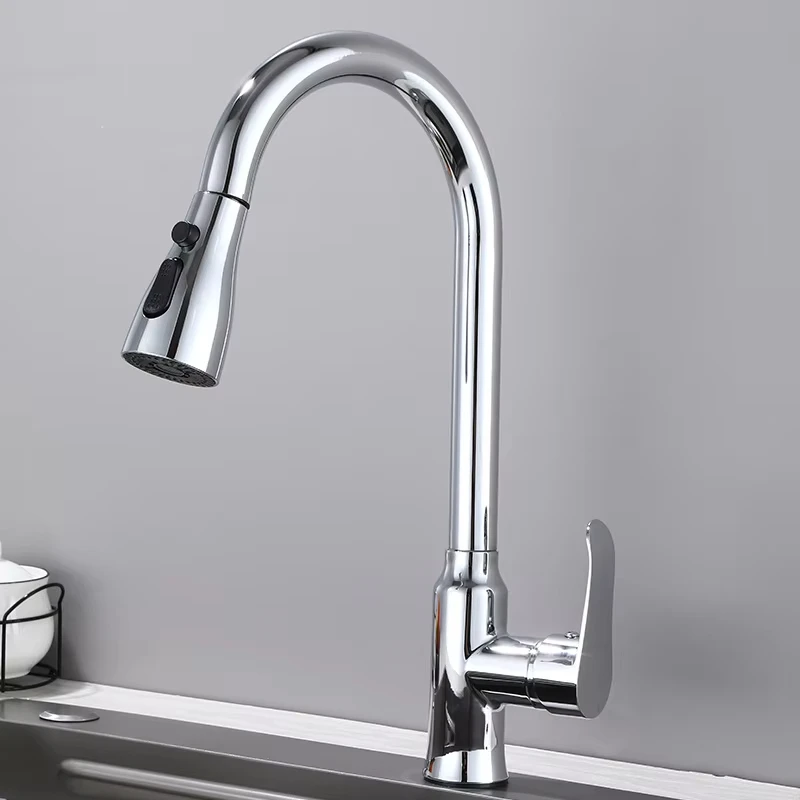 伸縮式キッチン蛇口シンク、温水と冷水混合キッチン、304ステンレス鋼製プルアウトキッチン蛇口バスルーム用