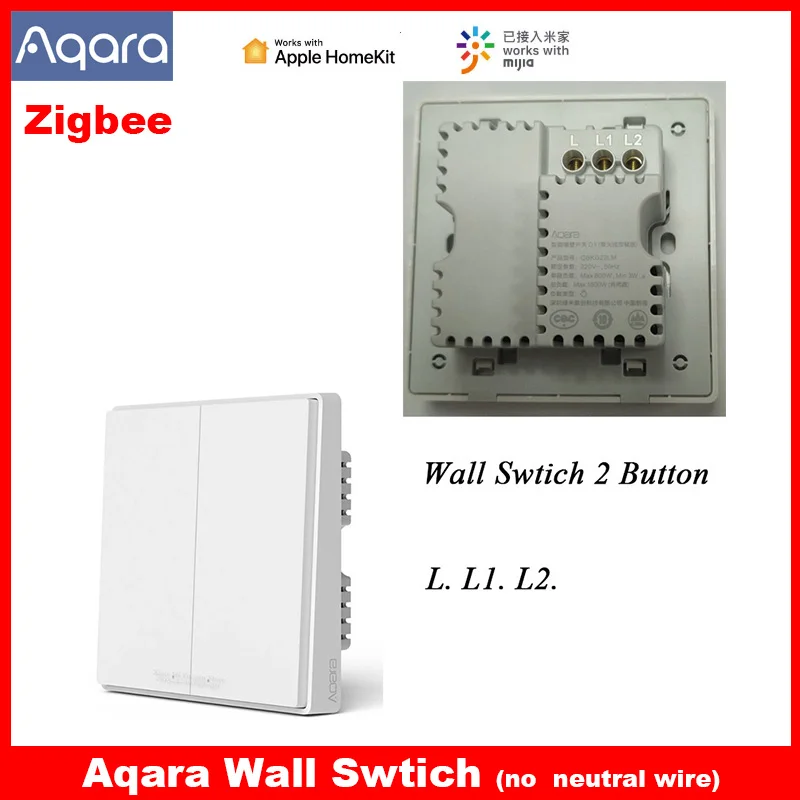 Aqara Wall Switch D1 ZigBee Smart Wireless Key Light Remote Control Fire Wire With /NO Neutral Work With Xiaomi Mi Home Homekit