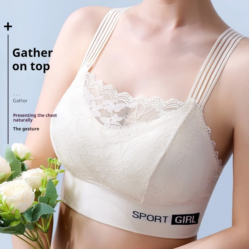 Women's Sports Bra Sexy Lace Seamless Large Size Comfortable Breathable Beauty Back Vest Sleep Gathered Wrapped Chest Tube Top