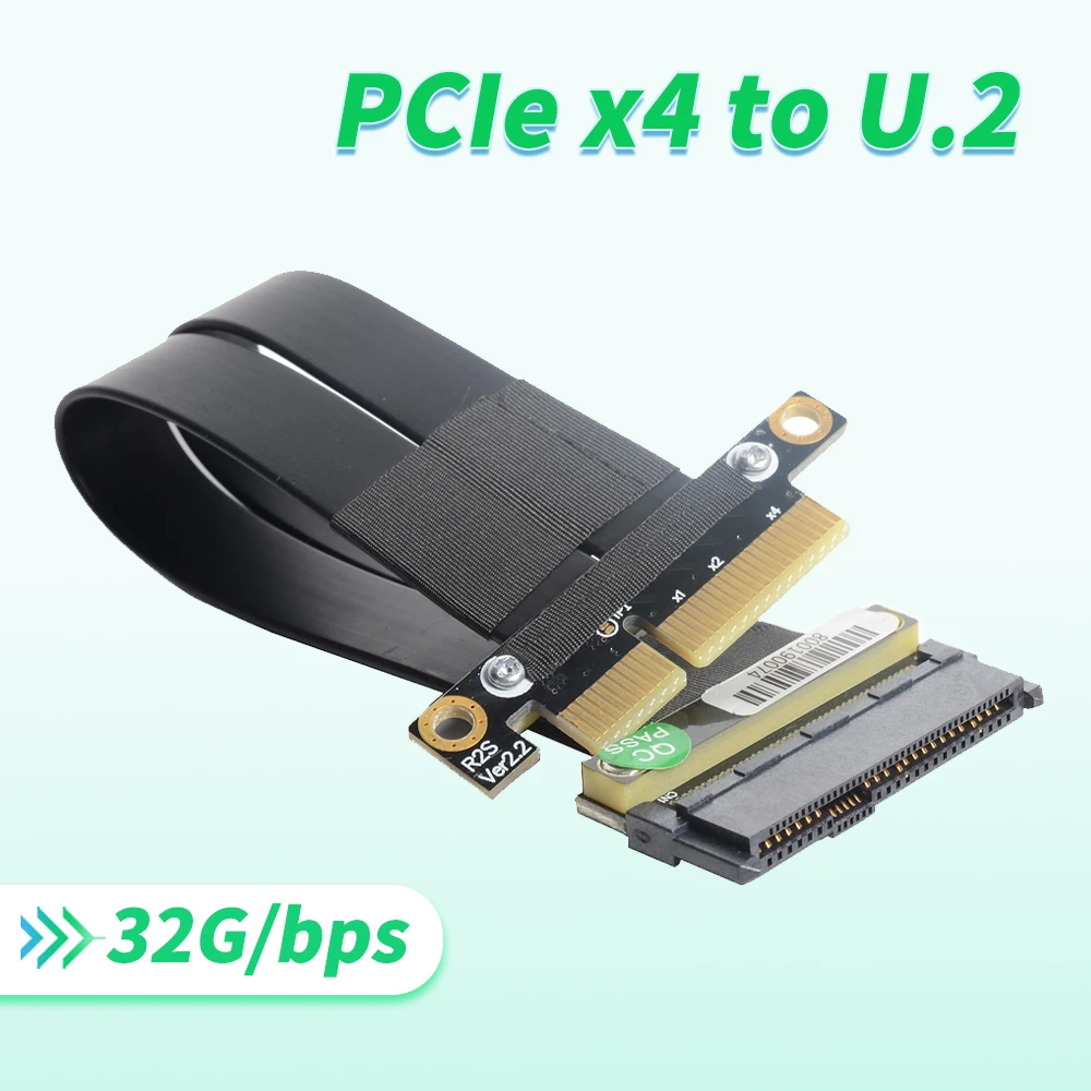 U.2 NVMe SSD to PCI-E 3.0 X4 SFF-8639 NVMe PCIe Chia Mining Extension Data Cable High Rate Transmission R27SF 8G/Bps U2 Extender