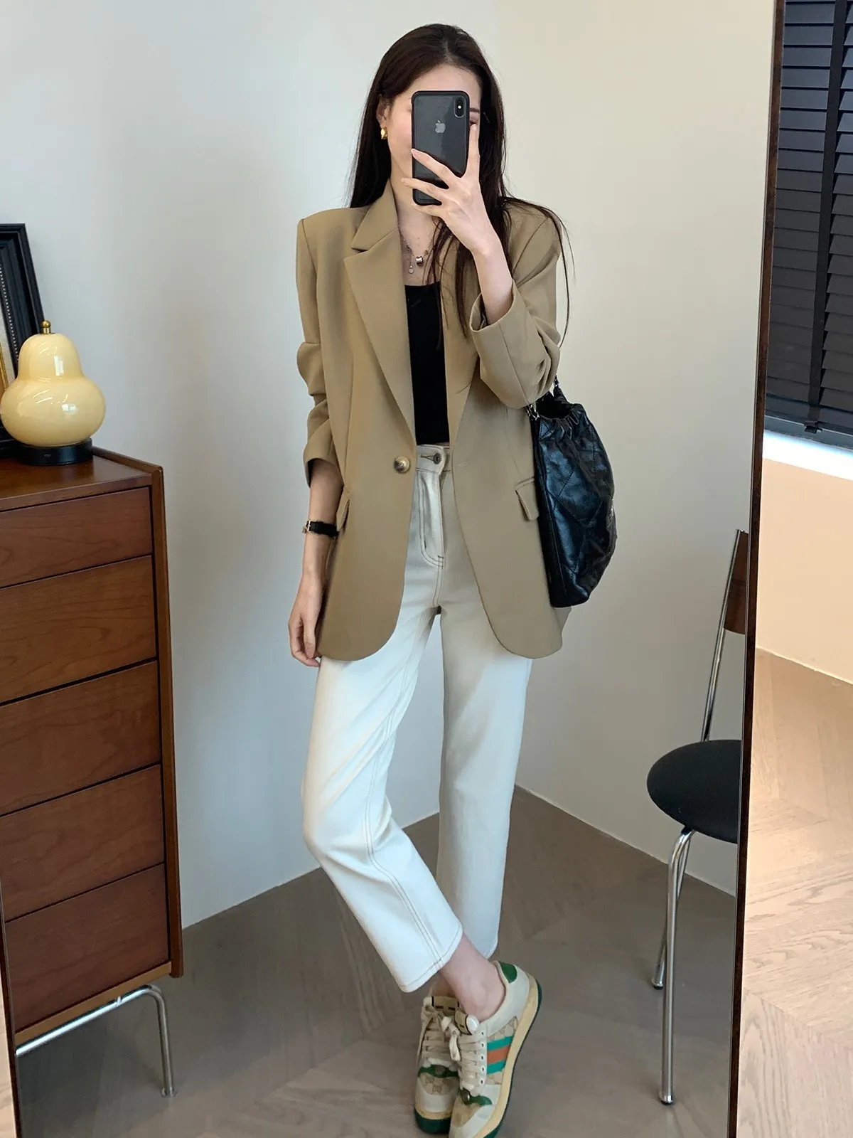 

Женский пиджак-пальто Sli Tailored Cut Weaving Draped One Button Suit Jaet для офиса, свободного кроя, с длинными рукавами