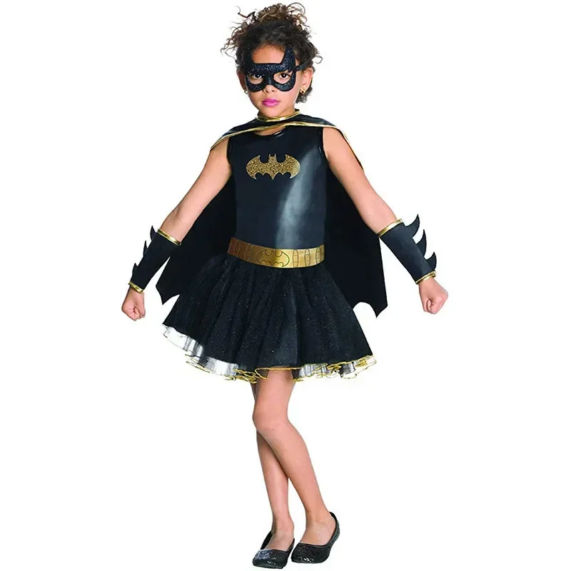 2021 Little Black Girl Cosplay Clothing Bat Children Fantasy Fancy Dress For Kids Carnival Party Halloween Costume New Year Gift