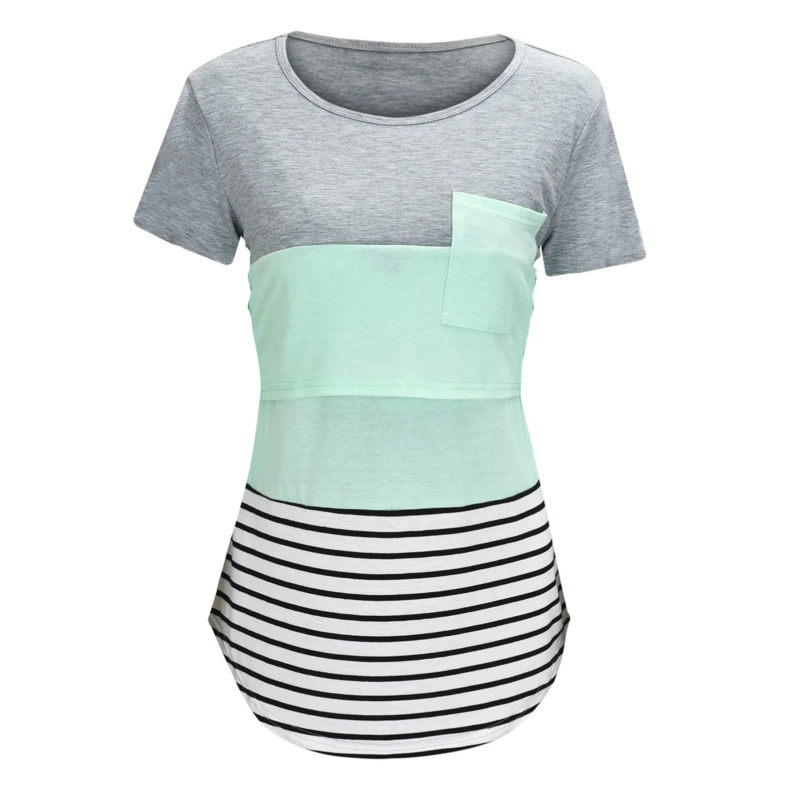 Neue Mutterschaft Kleidung Casual Tops Stillen Für Stillen T Shirt Gestreiften Druck Frauen Mutterschaft Kurzarm Mutterschaft Bluse – Detail 4