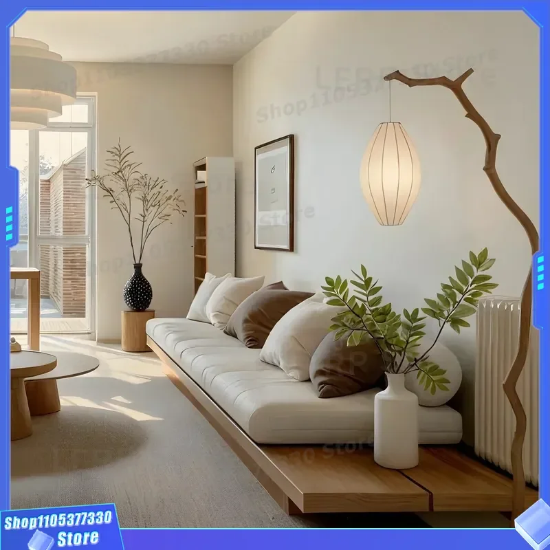 Modern Song Style Aesthetics Solid Wood Sofa Minimalist Three Seater Straight Row Couch for Living Room Simple Log Design
