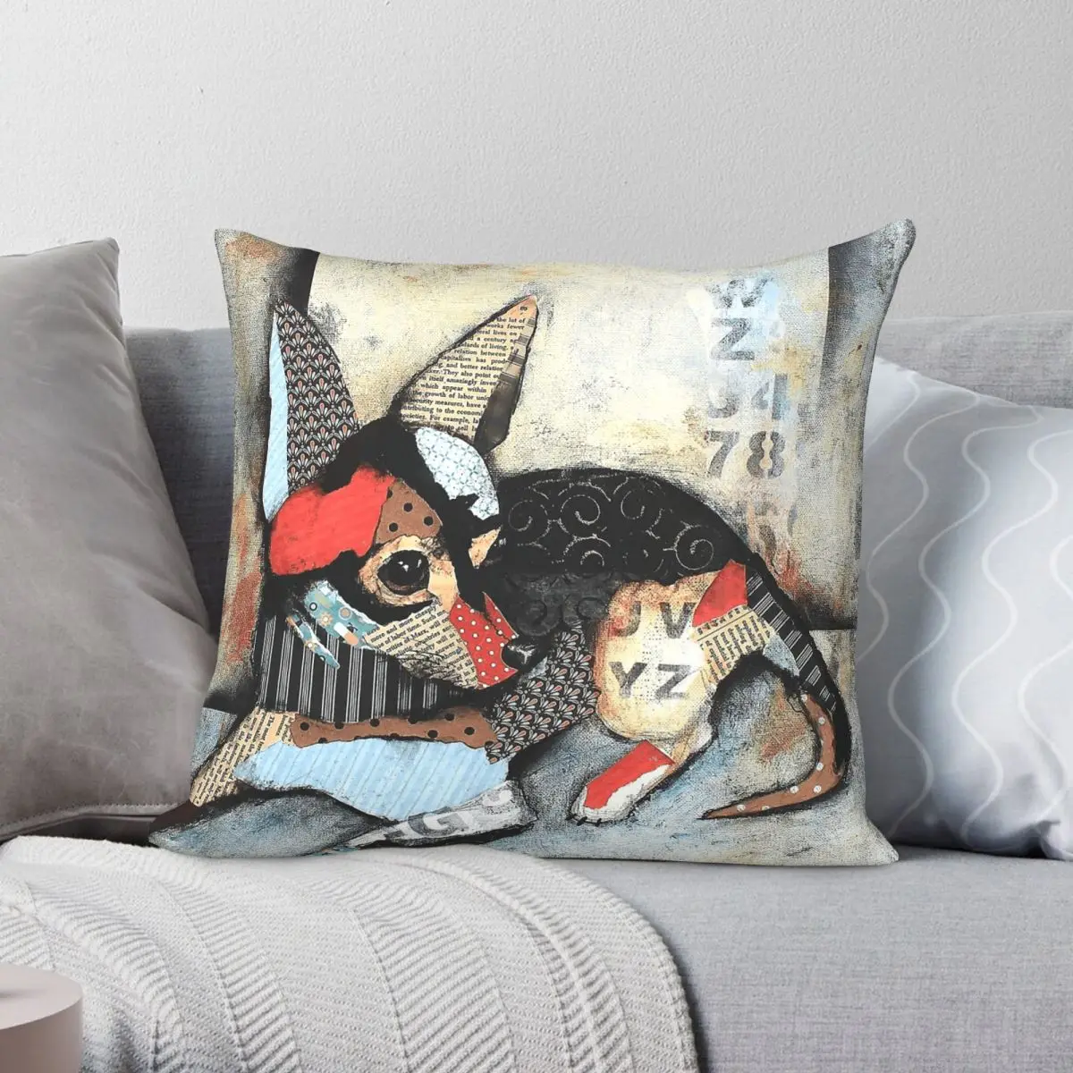 Chihuahua Laying Down Square Pillowcase Polyester Linen Velvet Pattern Zip Decorative Sofa Cushion Cover Wholesale 45x45