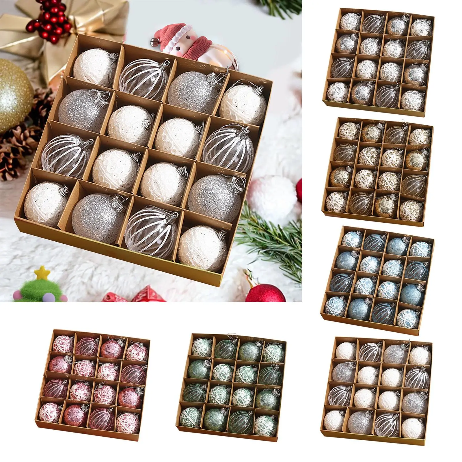 16x Christmas Ball Ornaments 6 cm Xmas Decor Christmas Tree Decorations for Wreath Garland Birthday Wedding Celebration Holiday image 2