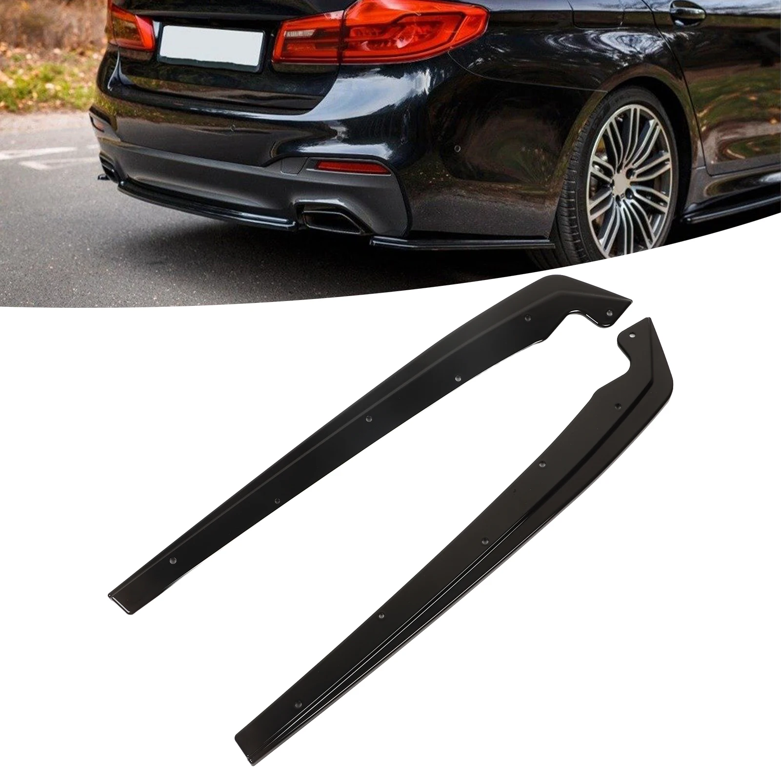 

Car Rear Bumper Lip Rear Bumper Spoiler Glossy Balck Rear Bumper Side Splitters Flaps for 5 Series G30 G31 M Sport 2017‑2022