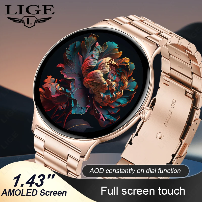 LIGE Gifts For Women Smart Watch 2026 Wireless Charging Smartwatch HD Bluetooth Calls Watches Fitness Bracelet Custom Watch Face