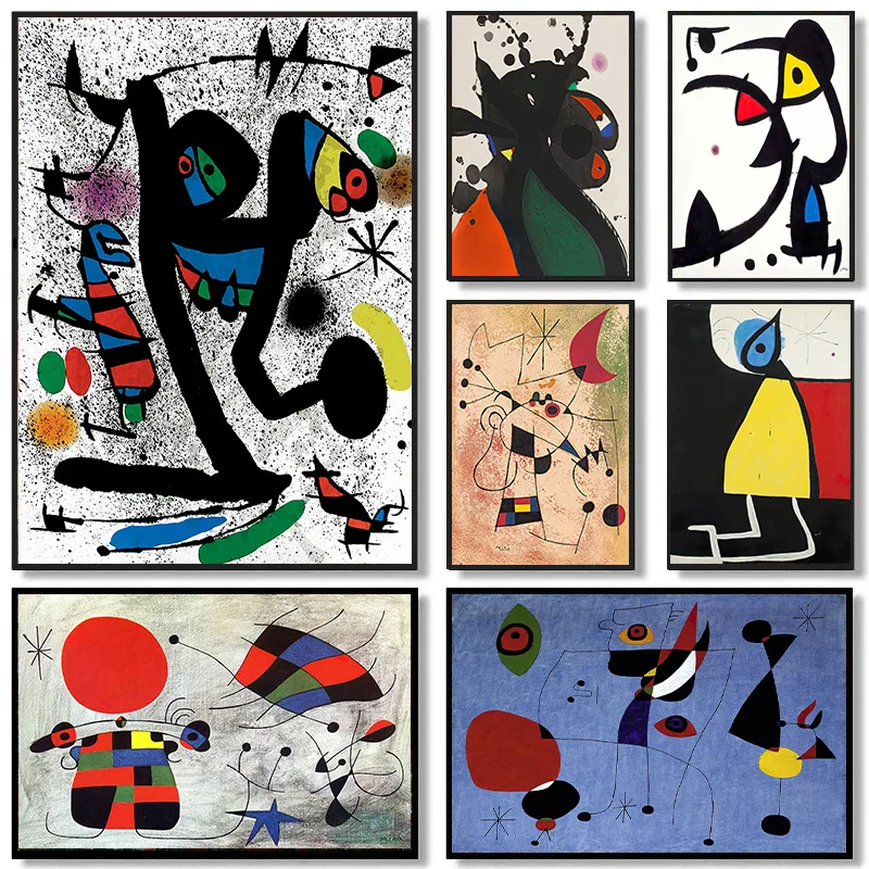 1 tableau sur toile sans cadre, style moderne, œuvre de Joan Miró, art surréaliste, affiches et impressions, tableau mural, décoration abstraite.