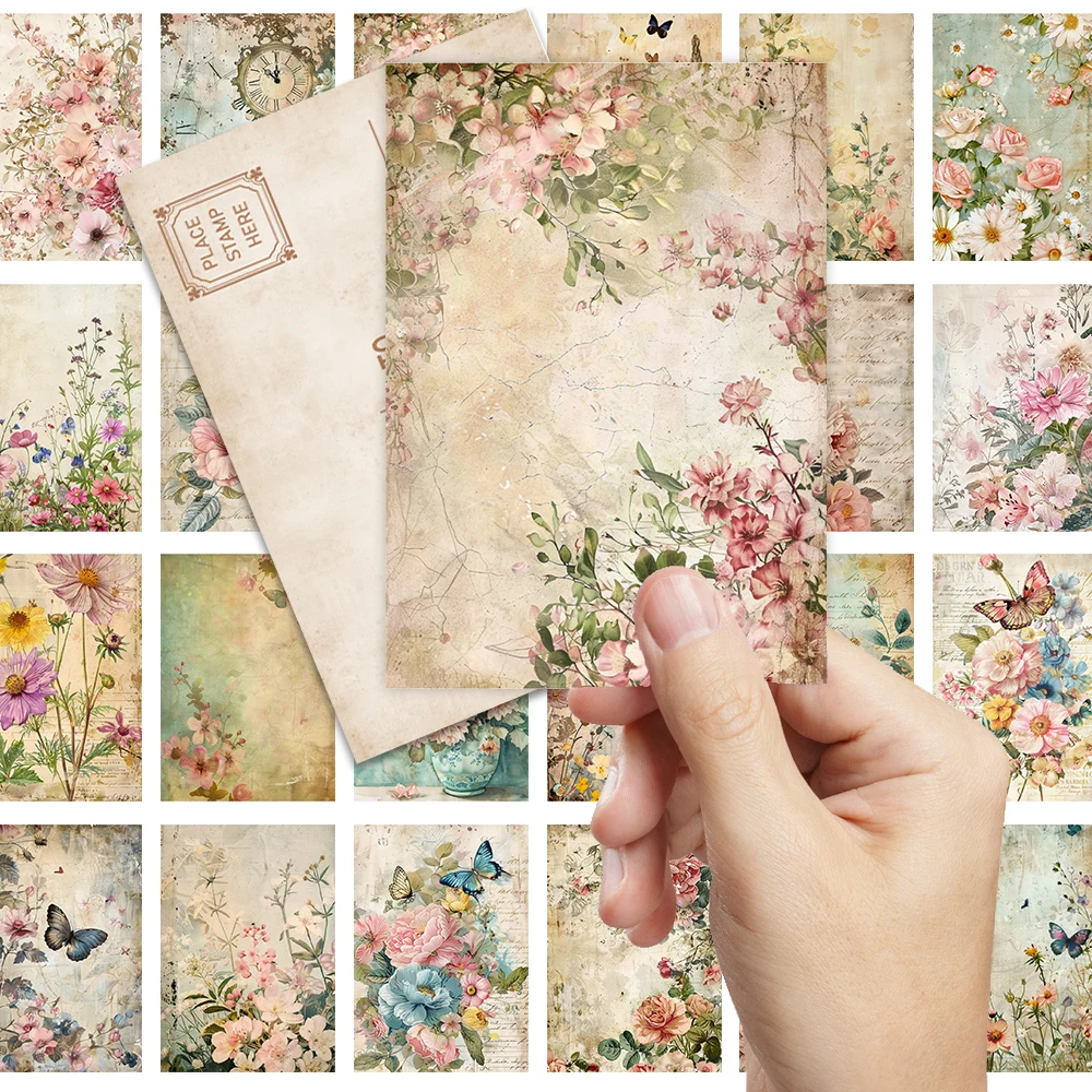 32 Stück Vintage-Blumenpostkarten, Weihnachtsgeschenk für Studenten, Schlafzimmerdekoration, dicker Karton, hochauflösender Druck, Sammlerstück
