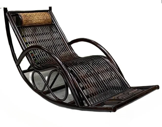 

Retro natural real rattan rocking chair recliner traditional old rattan chair balcony afternoon lazy