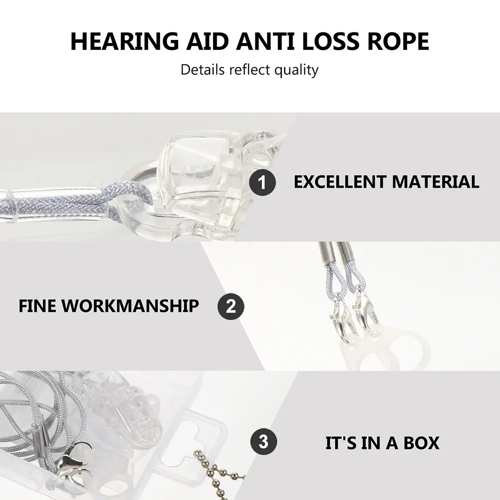 2Sets Hearing Aids Lanyard High Toughness ABS Nylon Bte Holder Anti-Lost Rope Portable Seniors Hanging Protection