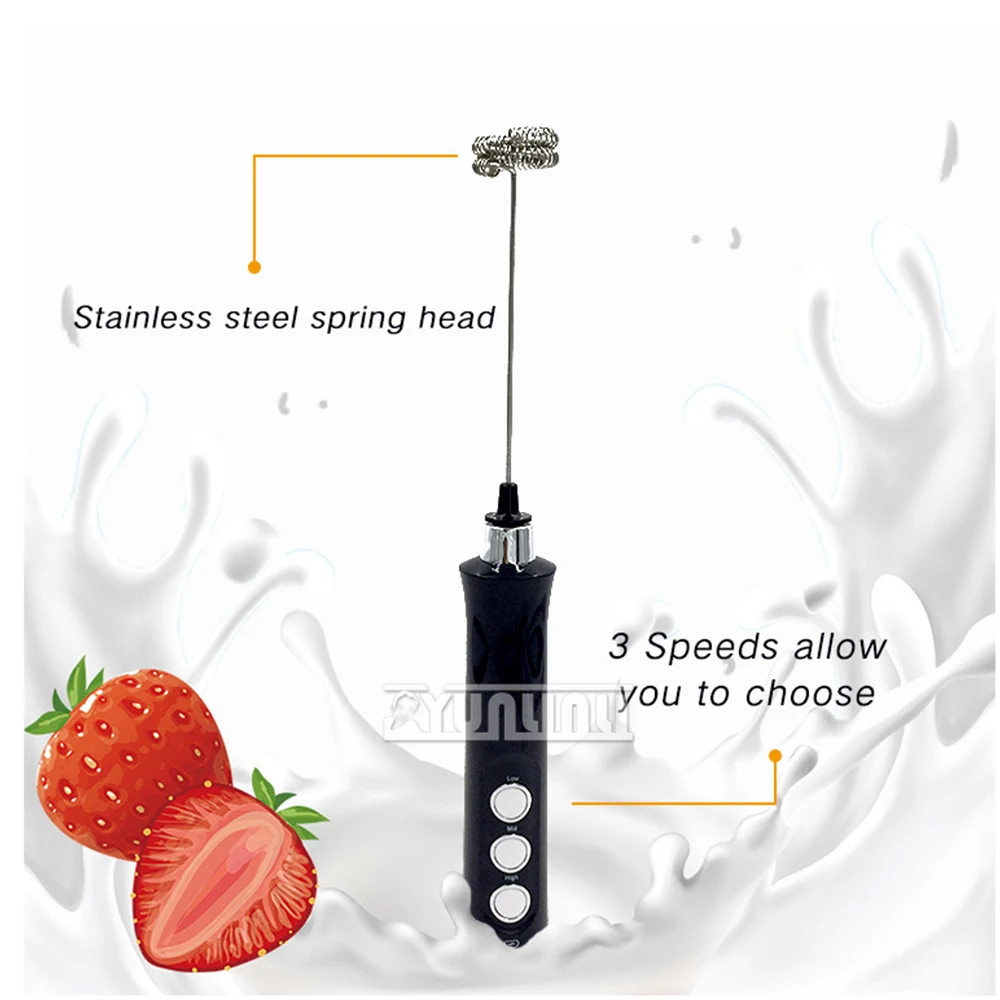 Espumador De Leite Elétrico De Aço Inoxidável, Espumador de leite portátil, Batedor de café sem fio, Misturador portátil do leite