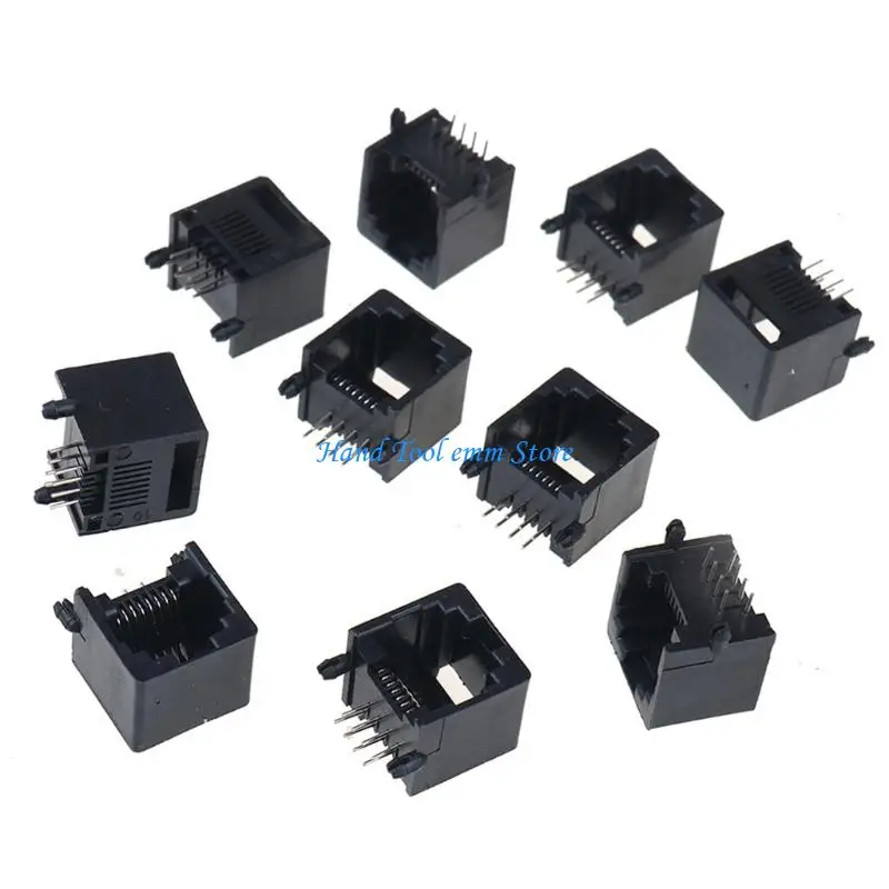 H37F 10Pcs RJ11 RJ45 Modular Connectors 8P8C Female Outlet For Home Networking Connection Phone Outlet Accessories