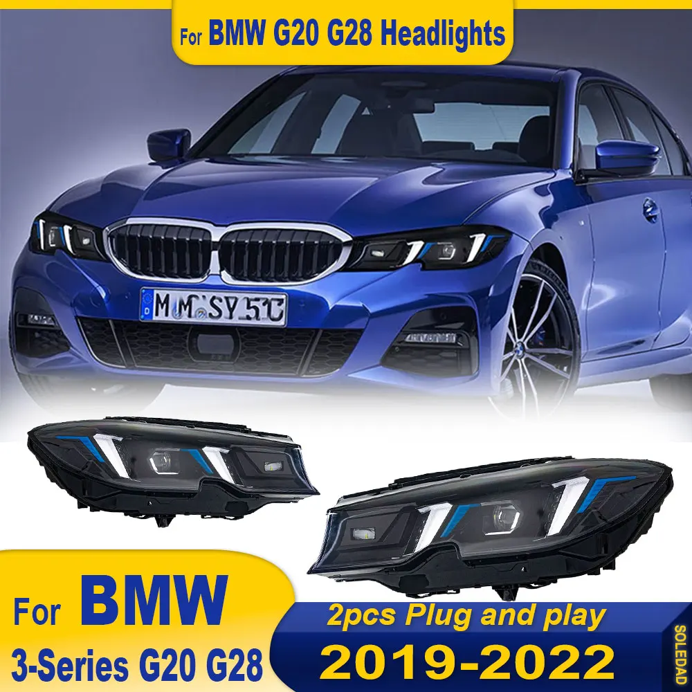 

Автомобильные фары для BMW 3 серии G20, светодиодные проекционные фары 2019-2025 G28 320i 325i 330i 335i, DRL, сигнальные, автоаксессуары, 2 шт.