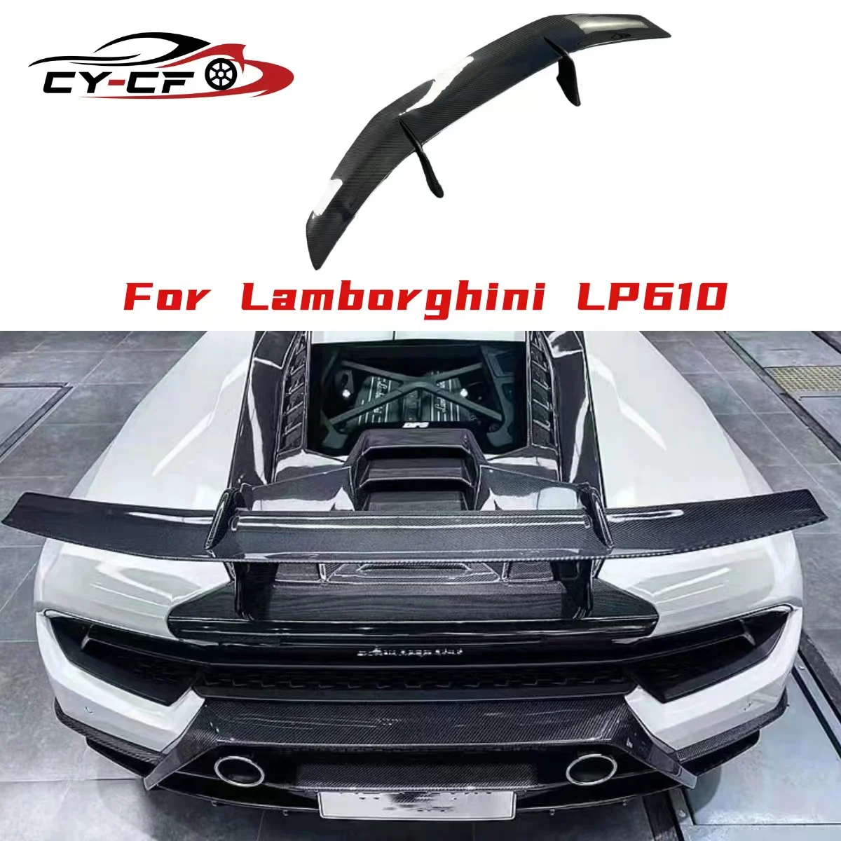 Real Carbon Fiber Rear Trunk Lip Spoiler For Lamborghini Huracan LP580 LP610 FRP Rear Bumper Spoiler Wing P Style Splitter