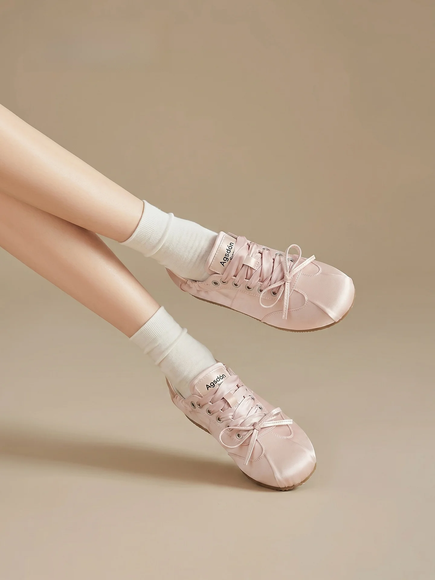 

Agsdon Women's Ballet Flat Shoes Soft Bottom Casual Sneakers Breathable Summer Pink Leisure Fashion Cross Buckle round Toe