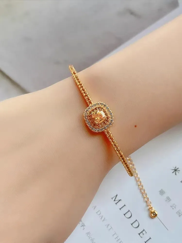 

Emblem set sugar bracelet 999 24k diamond-encrusted bracelet women's fashion high-grade feeling light luxury real gold jewelry