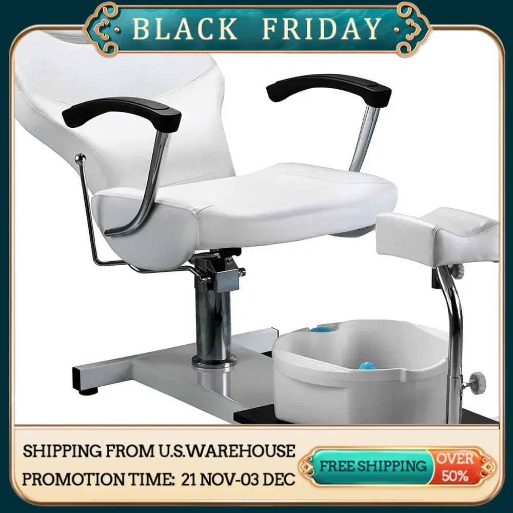 

Pedicure Chair with Hydraulic Pump Adjustable Footrest Foot Spa Massage Chair for Home, Salon (White), Pedicure Chairs