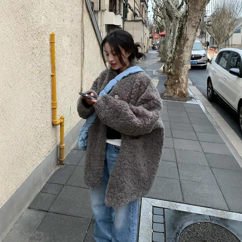 Kunstpelz, grüne Mäntel, Damen-Blume, abgeschnitten, Schnee, Ehefrau, gut aussehender Hals, Silber, thermisch, windgefüttert, locker, abnehmbar, hochwertig, OL