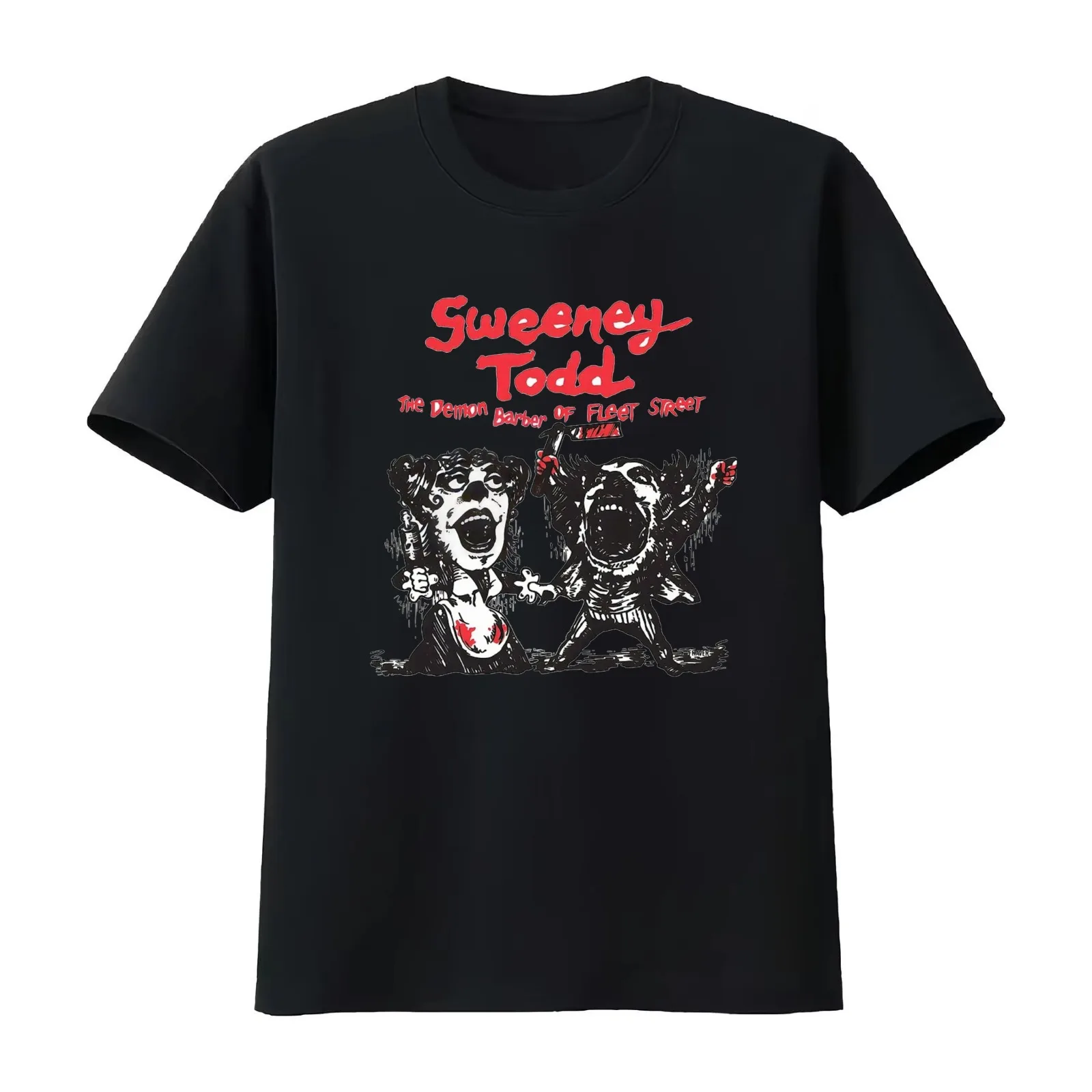 Sweeney Todd title logo T-Shirt Summer Casual Cotton Tee Oversized Streetwear Tops Vintage Graphic Print Unisex Men Women