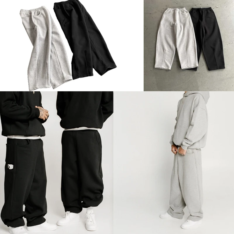 

2025 мужские осенние и зимние уличные повседневные свободные спортивные брюки с множеством карманов, простые и модные однотонные спортивные брюки.