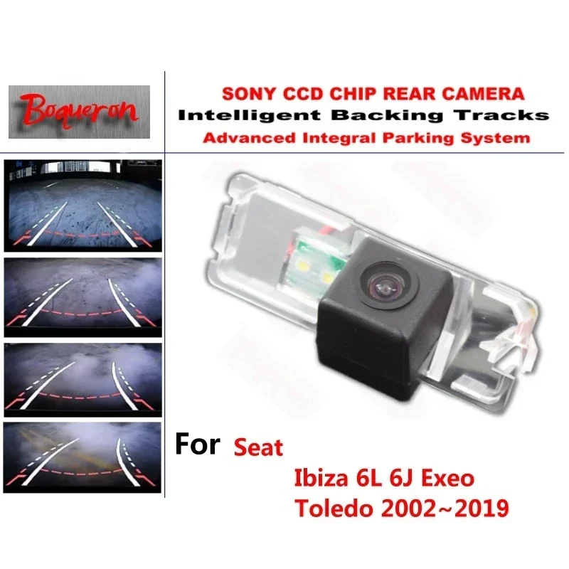 for Seat Ibiza 6L 6J Exeo Toledo 2002~2019 CCD Car Backup Parking Camera Intelligent Tracks Dynamic Guidance Rear View Camera