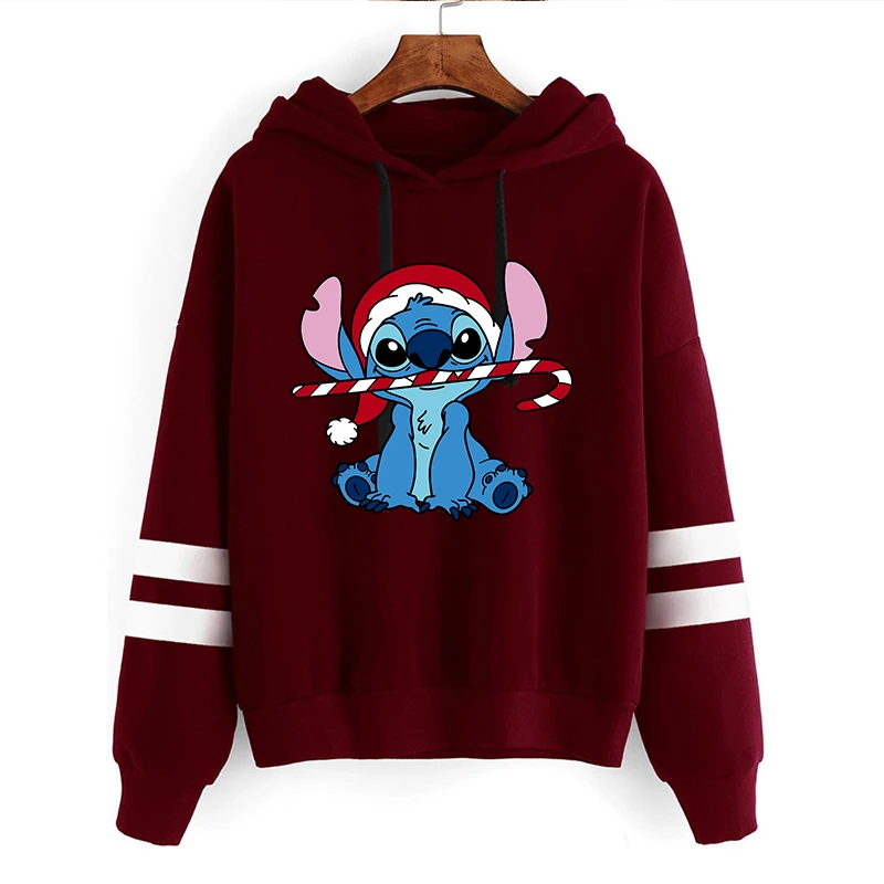 

90s Grunge Funny Y2k Christmas Sweatshirt Lilo Stitch Disney Cartoon Hoodies Women Cute Stitch Anime Manga Hoody Female