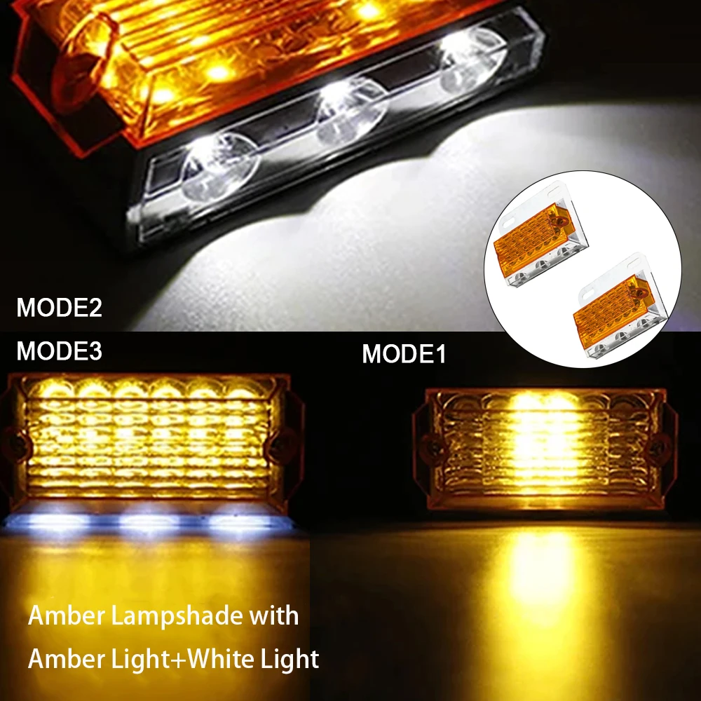 2pcs 24V 15 LED Side Marker Light Indicator Car External Squarde Warning Tail Light Signal Lamp 3 Modes Auto Trailer Truck Lorry