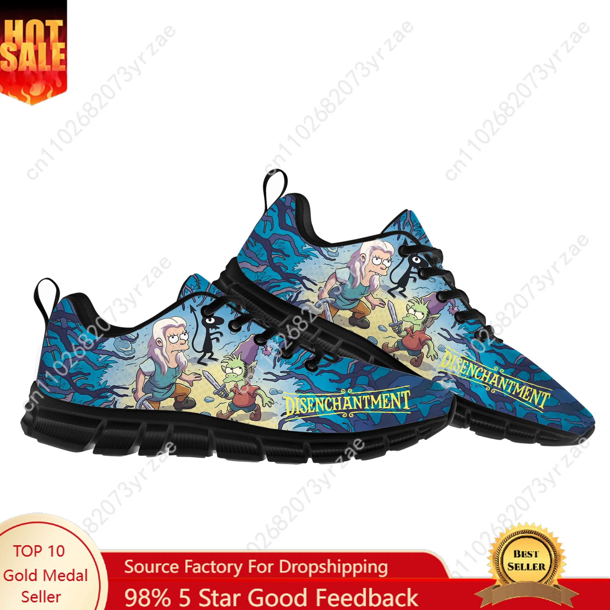 

Disenchantment Lace Mesh Shoes Flat Sneaker Men Women Sports Shoe High Quality Personalized Fashion Sneakers Custom Footwe