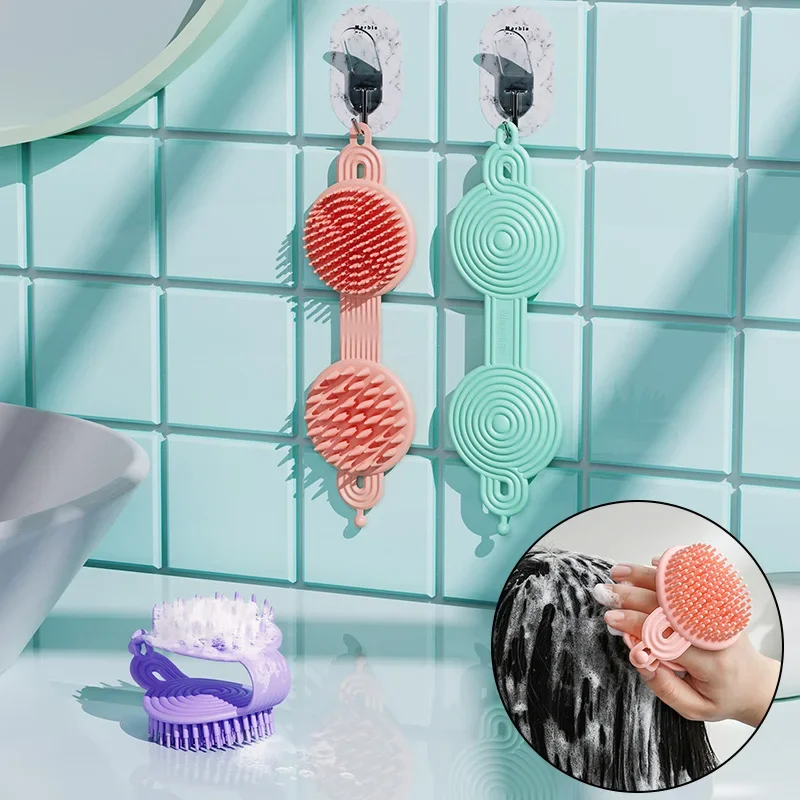 

Silicone Double-sided Cleaning Hair Brush Children Adult Soft Scalp Massage Brush Wash Bath Shower Ball Bathrooms Accessories