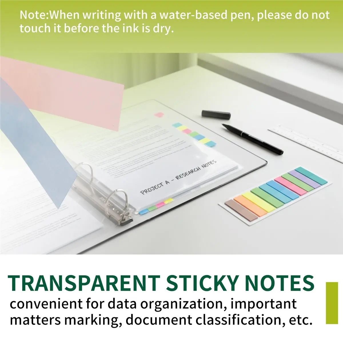 RISE- 7400 Sheets Transparent Sticky Notes Self-Adhesive BookMarker Annotation Reading Book Clear Tab Posted It