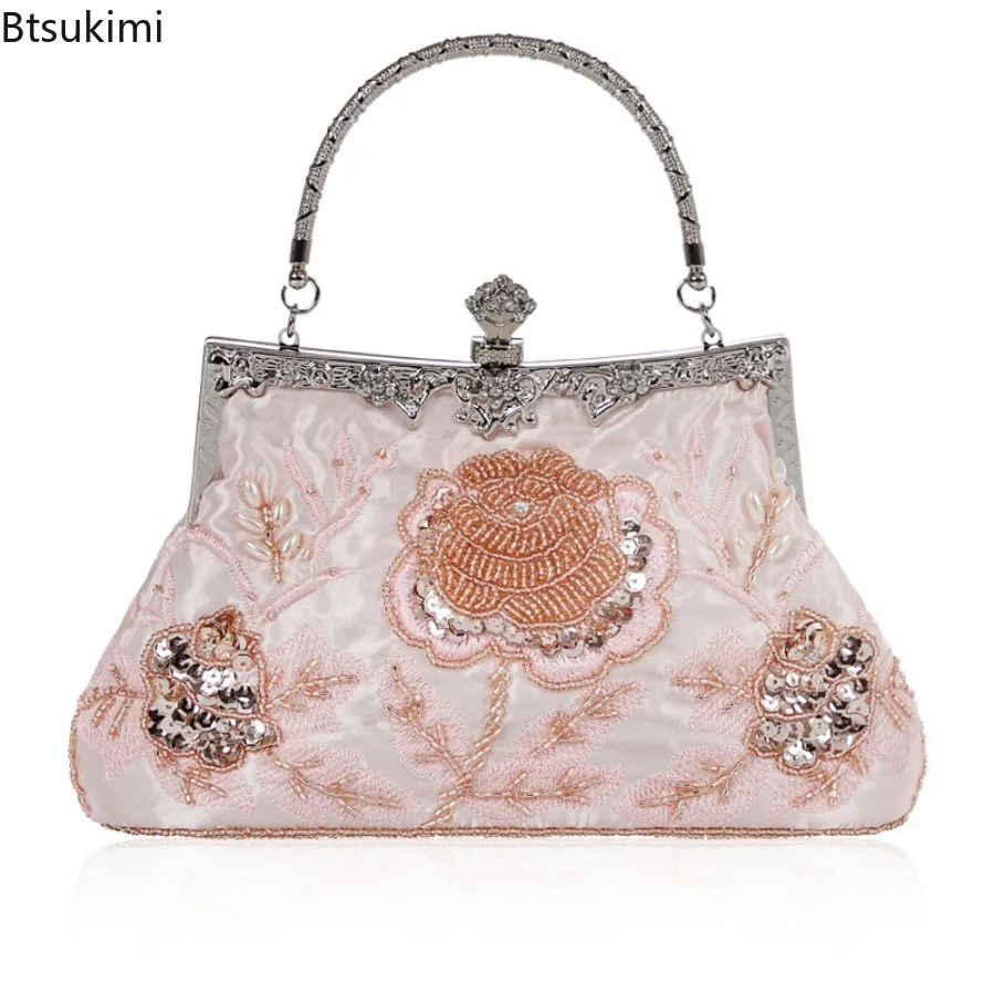 Retro Bead Embroidery Women Evening Bags Luxury Diamonds Ladies Small Clutch Party Dinner Bag Wedding Bridal Handbags and Purses
