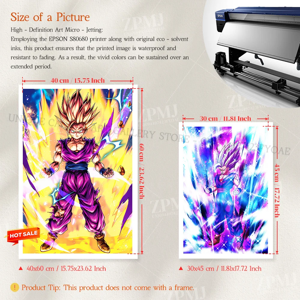 Dragon Ball Leinwand Malerei König SSJ4 Gogeta Home Decor Bild Hot Blooded Anime Druck Poster Für Wohnzimmer Wand Kunst Kein Rahmen – Detail 3