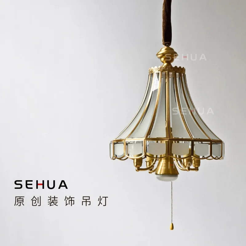 French restaurant chandelier American retro wedding dress modeling light luxury all copper lamp bedroom study tea room dining ro